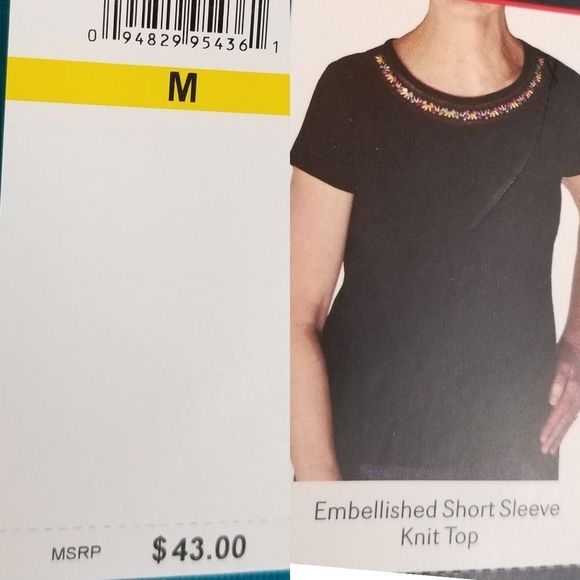 RAFAELLA BNWT Embellished Neck Knit Top - Picture 4 of 7